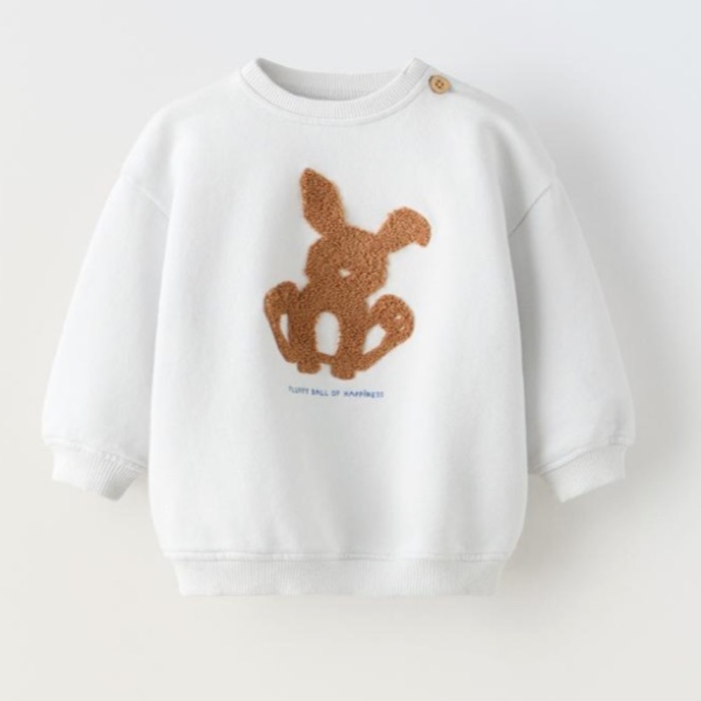 NWT Zara organic cotton blend rabbit sweatshirt